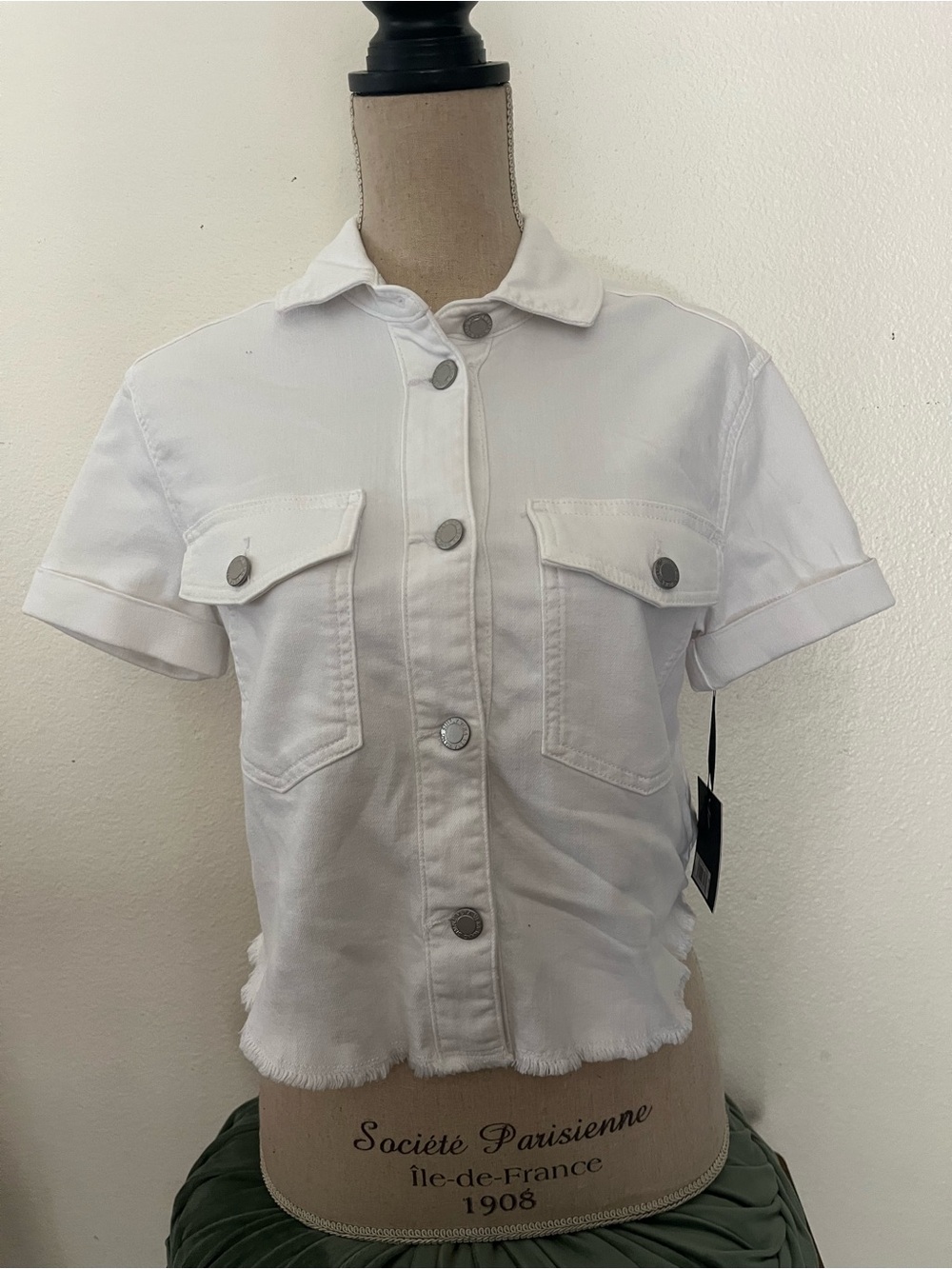 Simply Vera Vera Wang White Short-Sleeve Denim Jacket